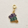 Western cowboy Mardi Gras lobster clasp pendant with purple green and gold glitter - Mardi Gras Tag