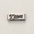Italian modular charm in stainless steel featuring an embossed Kissme letter pattern - Kissme Silver (25)