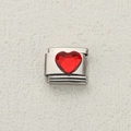 Italian modular charm link in stainless steel featuring a faceted red heart stone inlay - Red Heart Gemstone Style (27)
