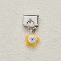 Charm modulaire italien en acier inoxydable avec pendentif étoile jaune et détail œil - Style Œil Étoile Jaune (10)