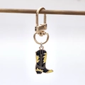 Western cowboy boot keychain with black and yellow enamel on golden alloy clip - Black and Yellow Cowboy Boot (2)