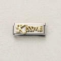 Italian modular bracelet charm in stainless steel with golden Kissme letter pattern - Kissme Two-tone (26)