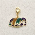 Clown hat lobster clasp pendant in purple and green enamel with golden finish - Carnival Jester Hat Charm