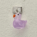 Purple translucent resin duck charm with glitter for modular stainless steel bracelet - Glitter Purple Duck (9)