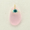 Frosted pink sea glass alloy pendant with gold marine charm and green bead detail - Marine Creature with Green Bead (2)