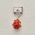 Charm modulaire italien avec base en acier inoxydable et pendentif fruit du dragon - Style Fruit du Dragon Strass (12)