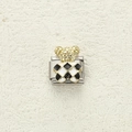 Italian charm link with a golden textured bear head and black white checkered pattern - Black Checkerboard Bear (4)