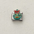 Christmas themed emerald green Italian charm link with red bow and star for DIY bracelet - Festive Doodle Cube Style (30)