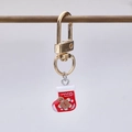 Porte-clés botte de Noël avec motif bonhomme de pain d'épices en alliage rouge - Chaussette de Noël Avec Bonhomme de Pain d'Épices Style (16)
