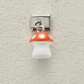 Italian charm bracelet link with red and white polka dot mushroom resin pendant - Dark Red Spotted Mushroom (12)