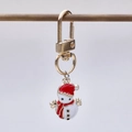 Porte-clés bonhomme de neige de Noël avec bonnet rouge et écharpe en alliage doré - Bonhomme de Neige Avec Chapeau Rouge Style (1)