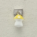 Italian modular charm in stainless steel featuring a cute yellow mushroom resin pendant - Bright Yellow Spotted Mushroom (13)
