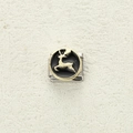 Maillon de bracelet italien avec cerf doré sur émail noir et acier inoxydable argent - Fond Noir Élan Doré (7)