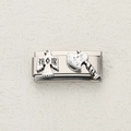Italian charm link featuring embossed thunderbird and axe motifs in vintage silver finish - Eagle Axe Silver (32)