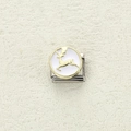 Maillon de bracelet italien en acier inoxydable avec renne doré sur émail blanc - Fond Blanc Élan Doré (8)