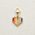 Rainbow heart charm pendant with gold lobster clasp made of colorful alloy enamel - Rainbow Vertical Stripe Heart