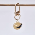 Halloween Schlüsselanhänger mit goldenem Anhänger und schwarzer Fledermaus Silhouette - Mond Und Fledermaus Silhouette Stil (6)