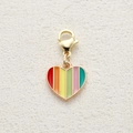 Rainbow striped heart pendant with lobster clasp in gold finish for western accessories - Colorful Vertical Stripe Heart