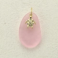 Golden sea turtle pendant with sparkling crystals and pink frosted teardrop stone - Rhinestone Golden Turtle (8)