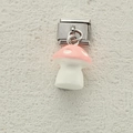 Pink mushroom charm on modular stainless steel Italian link for DIY bracelets - Light Pink Spotted Mushroom (16)