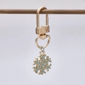 Golden snowflake keychain with light blue resin inlay and secure U-shaped clasp - Light Blue Snowflake Style (6)