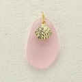 Pink matte resin teardrop pendant with gold seashell and crystals for women - Golden Shell Rhinestone (9)