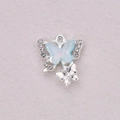 Ciondolo farfalla in argento con cristallo azzurro e ali decorate con strass luminosi - Stile Farfalla Pavé di Strass (4)