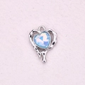 Lava style silver heart pendant with light blue iridescent gemstone for DIY jewelry - Lava Fluid Heart Style (2)