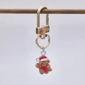 Christmas bear keychain with red hat and scarf on golden metal hook variant - Bear With Red Hat And Scarf Style (8)