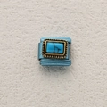 Italian charm with light blue glitter coating and rectangular blue gemstone inlay - Rectangular Blue Faux Turquoise (2)