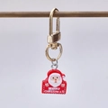 Golden Christmas keychain with Santa Claus charm and Merry Christmas text logo - Santa Claus With Merry Christmas Sign Style (9)