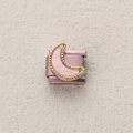 Italian charm for DIY bracelet with a golden crescent moon design on a light pink base - Crescent Moon Style (ZT-MK-287-1)