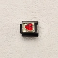 Charm modulare italiano con base nera e cuore rosso per bracciale in acciaio inox - Stile Vintage Bordo Oro Cuore Rosso (3)