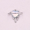 Melting silver heart pendant with iridescent gemstone and elegant celestial ring design - Melting Planet Heart Style (4)
