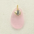 Pink sea glass charm with golden fish accent and sparkling zircons for necklaces - Square Diamond Golden Fish (12)