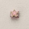 Pink modular star charm in stainless steel with gold edges for DIY bracelets - Star Style (ZT-MK-287-2)
