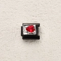 Charm modulare italiano nero con gemma a cuore rosso per braccialetti fai-da-te - Stile Cuore Rosso Base Martellata (4)