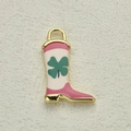 Vintage boot-shaped pendant with pink enamel and green clover pattern for DIY jewelry - Four-leaf Clover Pattern (1)