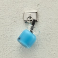 Italian charm link with blue bubble tea resin pendant for DIY stainless steel bracelets - Blue Boba Tea (21)