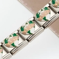 Italienisches Edelstahl-Charm-Herzmodul mit grünem Camouflage-Earth-Design - Camouflage EARTH Stil