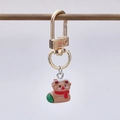 Christmas reindeer keychain with red scarf in a green holiday stocking charm - Reindeer In Sock Style (12)