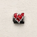 Italian style DIY stainless steel charm featuring a red enamel heart with silver border - Liquid Silver Heart Red Enamel Style (5)