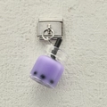 Italian charm link with a purple bubble tea resin pendant on a stainless steel base - Purple Boba Tea (22)