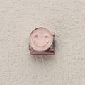 Italian modular charm in light pink enamel with a minimalist silver smiley face design - Simple Happy Face Style (ZT-MK-287-4)