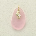 Golden seahorse pendant with white pearl and pink frosted teardrop stone on stone base - Golden Pearl Seahorse (14)