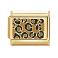 Modulo per bracciale componibile in acciaio inossidabile dorato con stampa leopardata - Stile Motivo Leopardato