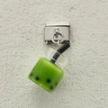 Italian charm link featuring a miniature green matcha bubble tea resin pendant for bracelets - Green Boba Tea (23)