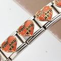 Bracelet à breloques modulaires italiennes en inox avec cœurs rouges You and Me - Style YOU AND ME
