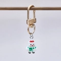 Christmas snowman alloy keychain with golden lobster clasp and red hat pendant charm - Snowman With Green Scarf Style (14)