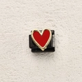 Italian modular charm featuring a red heart with gold trim on a black stainless steel base - Classic Red Heart Gold Border Style (7)